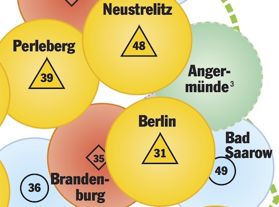 Der Kartenausschnitt zeigt die zu schließende Luftrettungslücke im Nordosten Brandenburgs