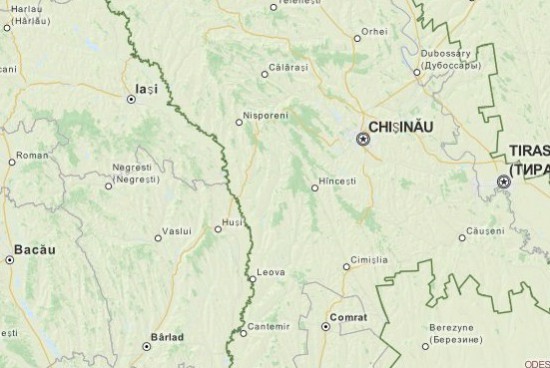 Grenzverlauf vom Rumänien und Moldawien, der Absturz soll sich im Bezirk Cantemir ereignet haben (hier südlich, mittig)