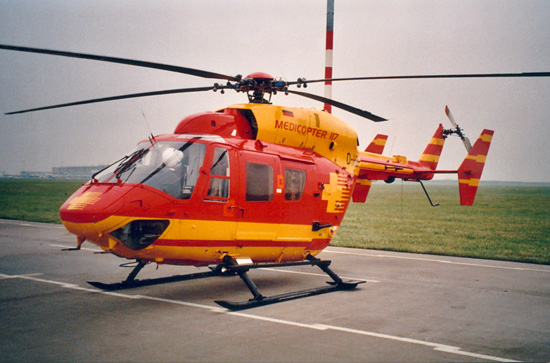 Das Leasing der Einsatzmaschinen von HTM brachte auch Exoten wie den ex-"Medicopter" nach Leipzig