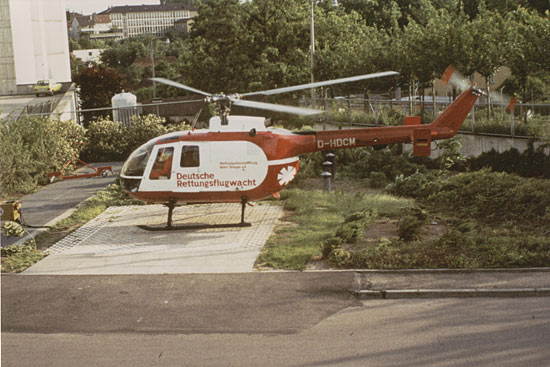 BO 105 "D-HDCM" in Ludwigsburg, Landeplatz Wirtschaftshof Krankenhaus Ludwigsburg
